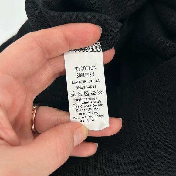 PRINCESS POLLY Mini Dress Womens 10 LBD Baddie Grunge Black Cotton Linen Blend - Picture 9 of 10